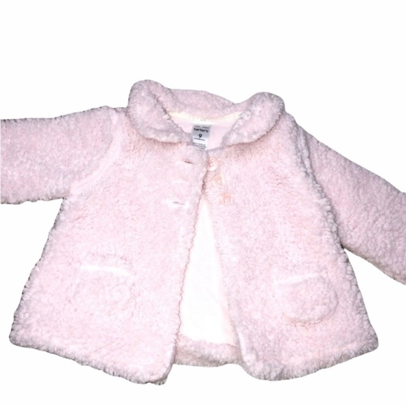 Carter’s Little Girls 9 Months Pink Fuzzy Sweater Jacket Cardigan - Picture 1 of 3
